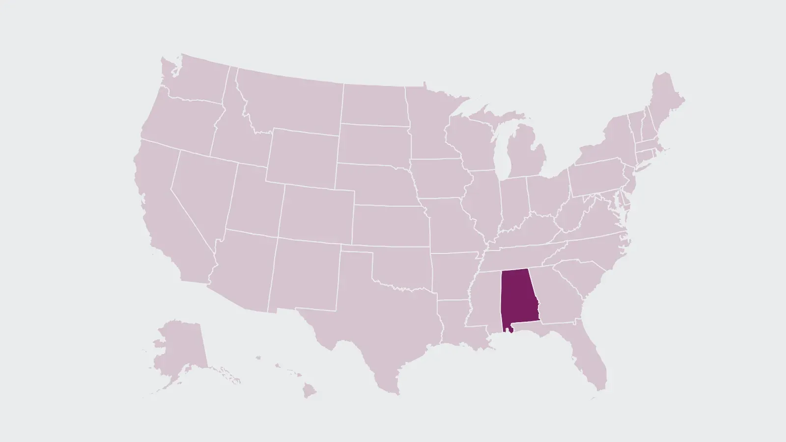 Map of the United States with Alabama highlighted