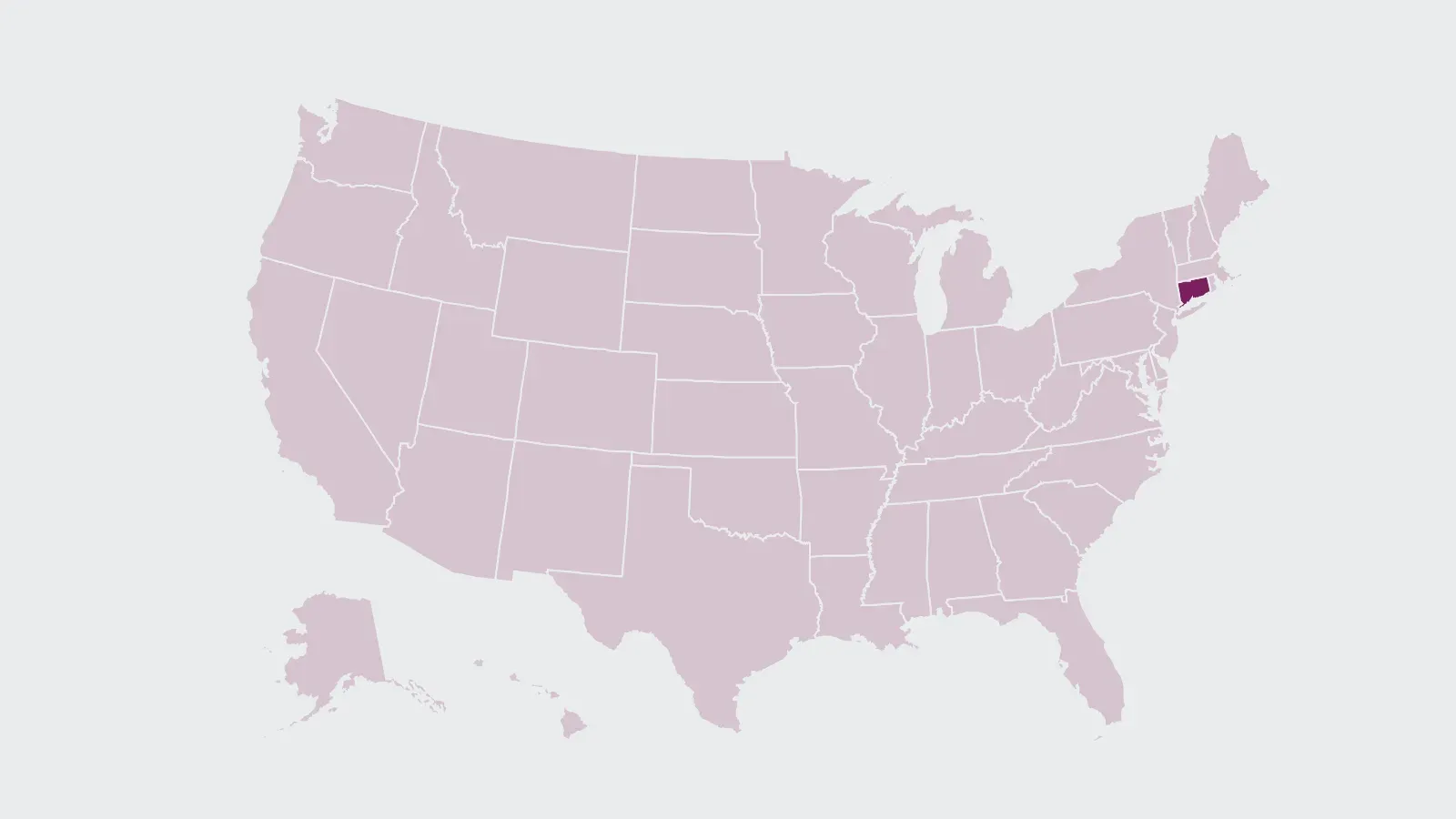 Map of the United States with Connecticut highlighted