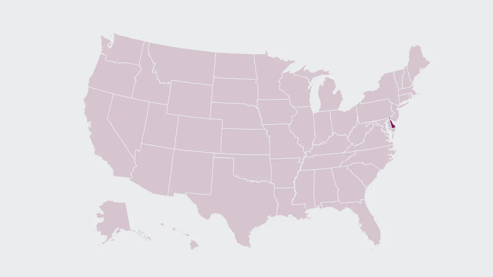 Map of the United States with Delaware highlighted