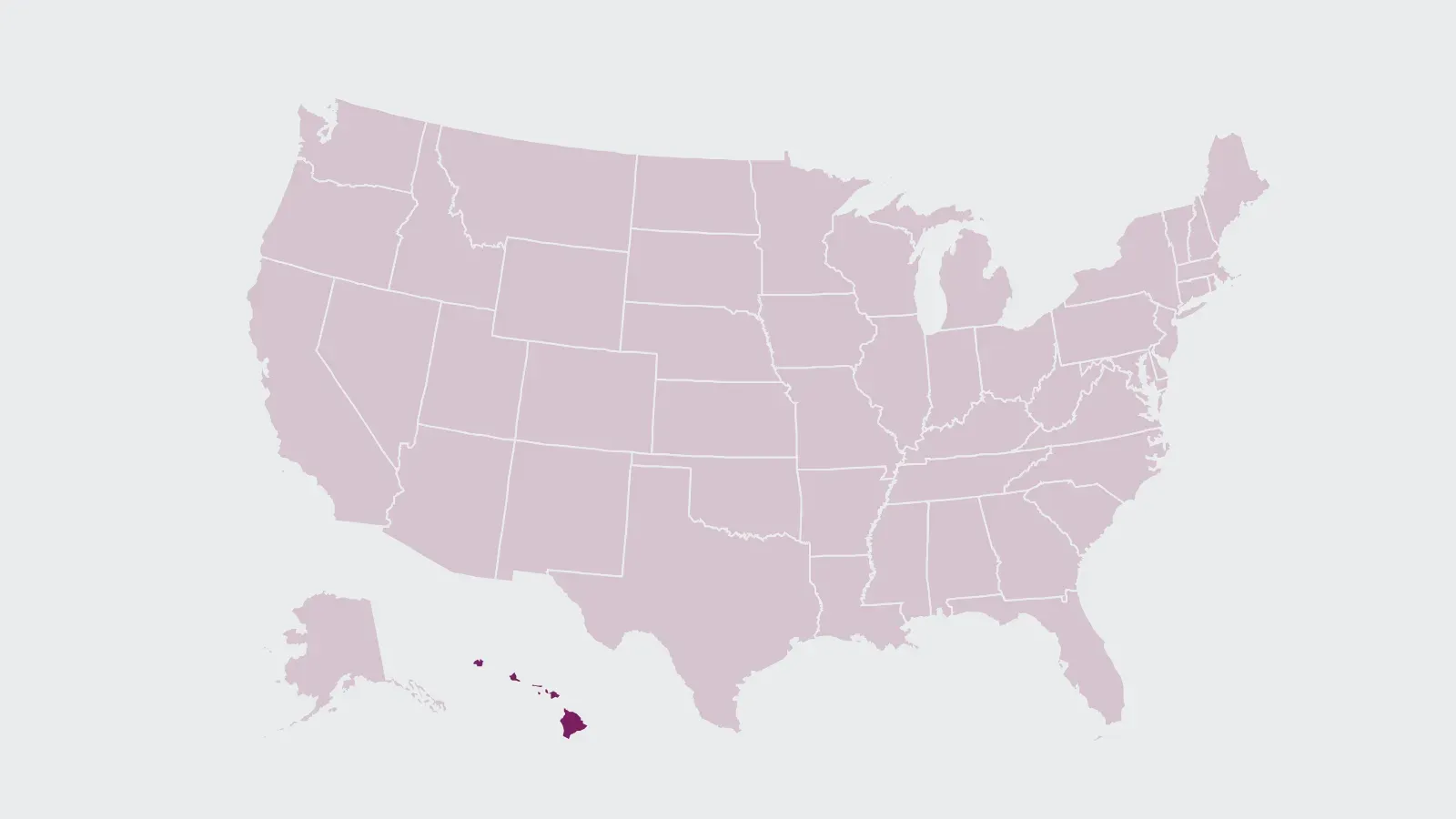 Map of the United States with Hawaii highlighted