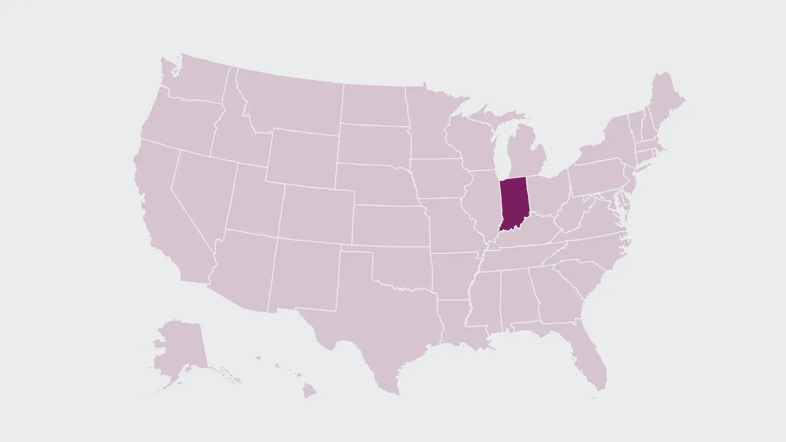 Map of the United States with Indiana highlighted