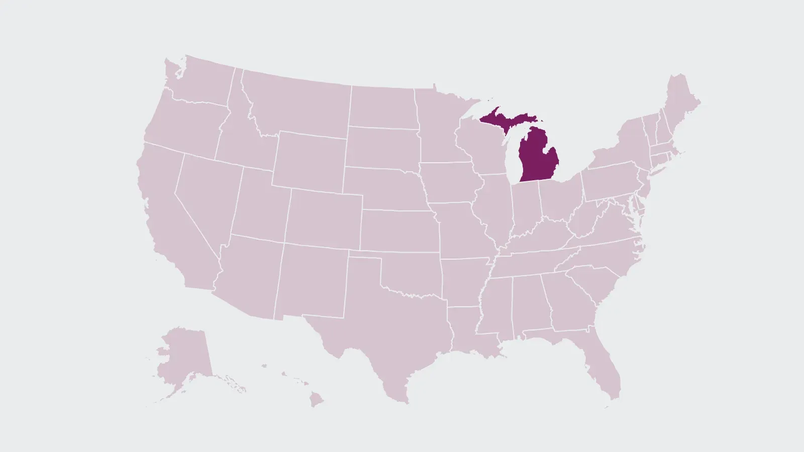 Map of the United States with Michigan highlighted