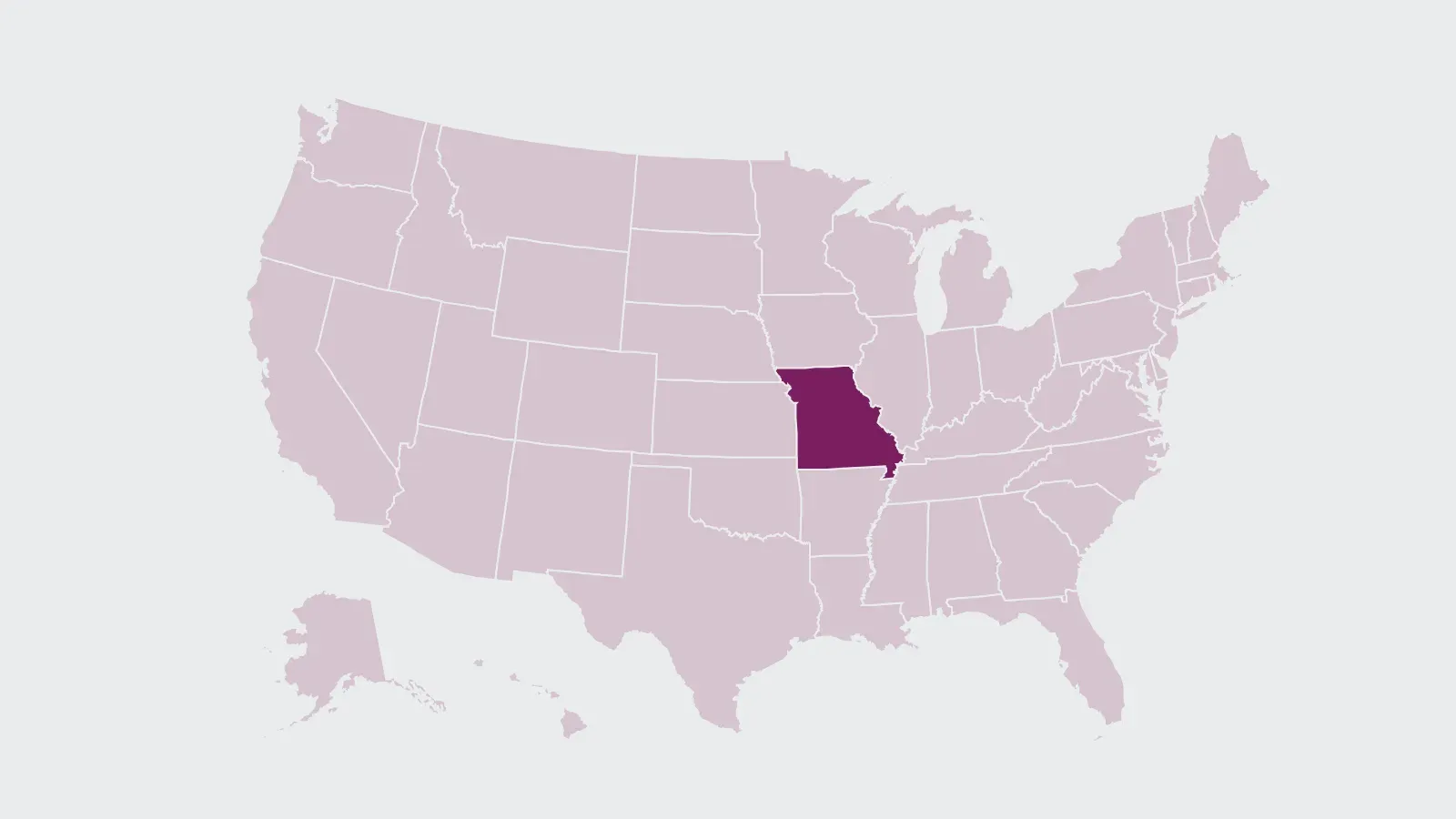 Map of the United States with Missouri highlighted