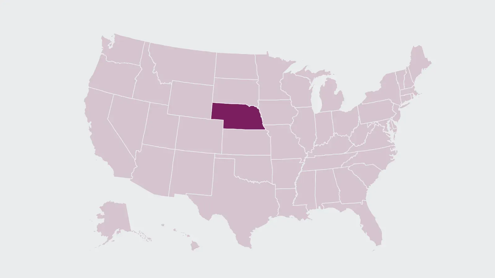 Map of the United States with Nebraska highlighted