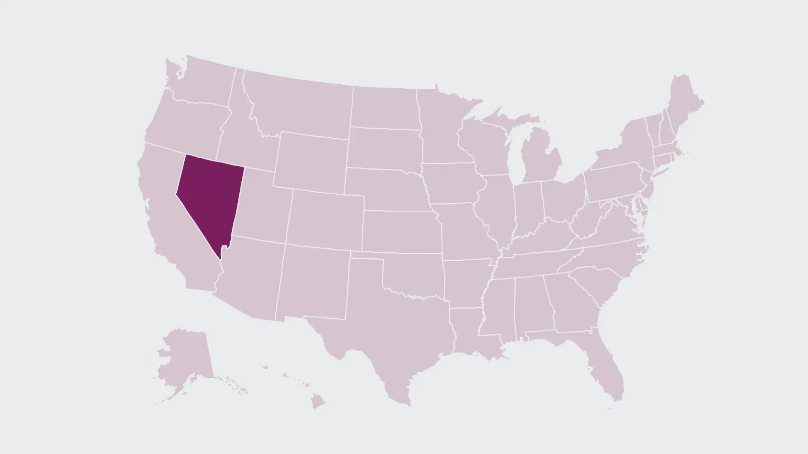 Map of the United States with Nevada highlighted