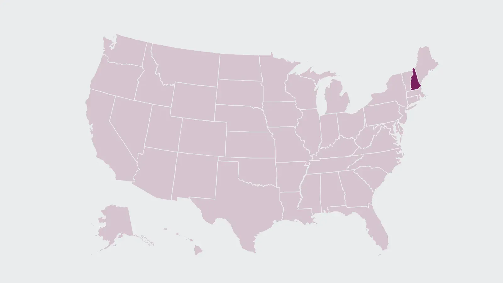 Map of the United States with New Hampshire highlighted