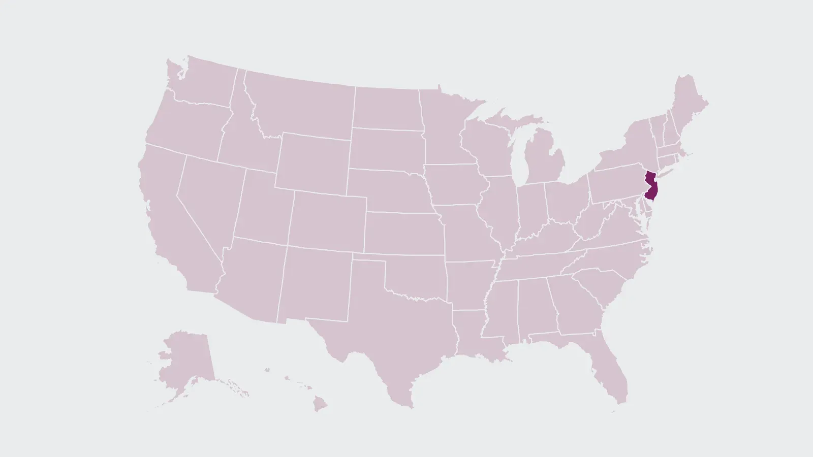 Map of the United States with New Jersey highlighted
