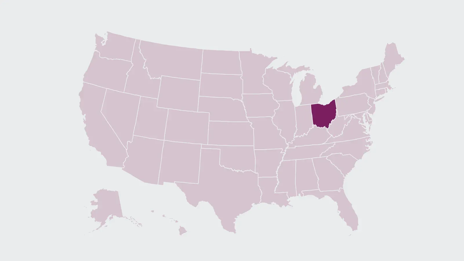 Map of the United States with Ohio highlighted