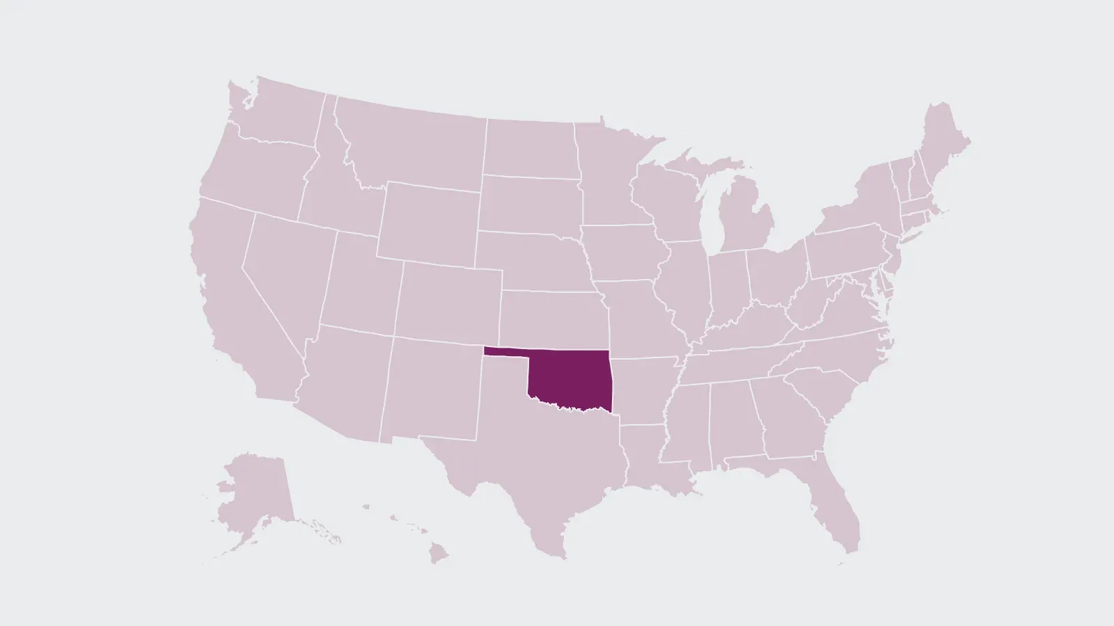 Map of the United States with Oklahoma highlighted