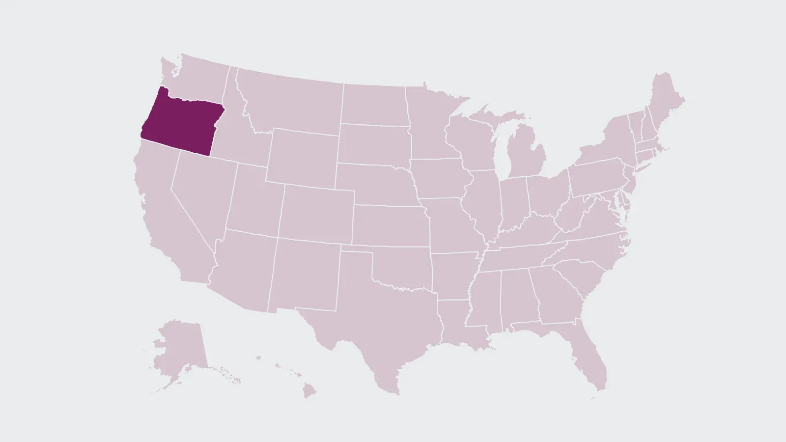Map of the United States with Oregon highlighted