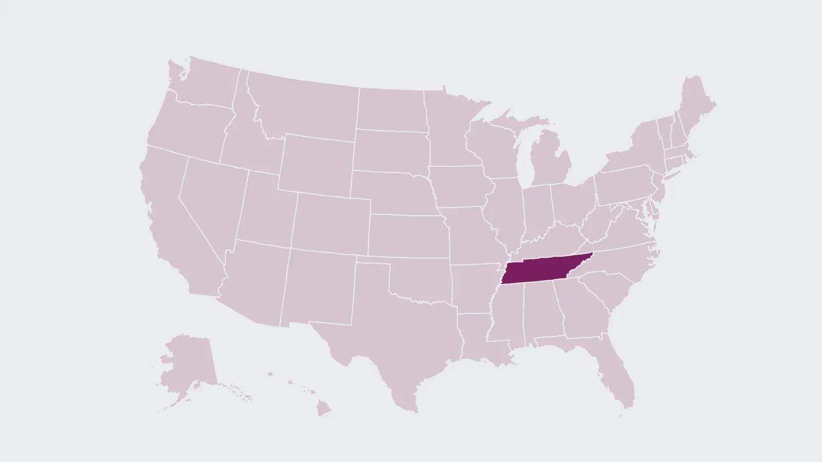 Map of the United States with Tennessee highlighted