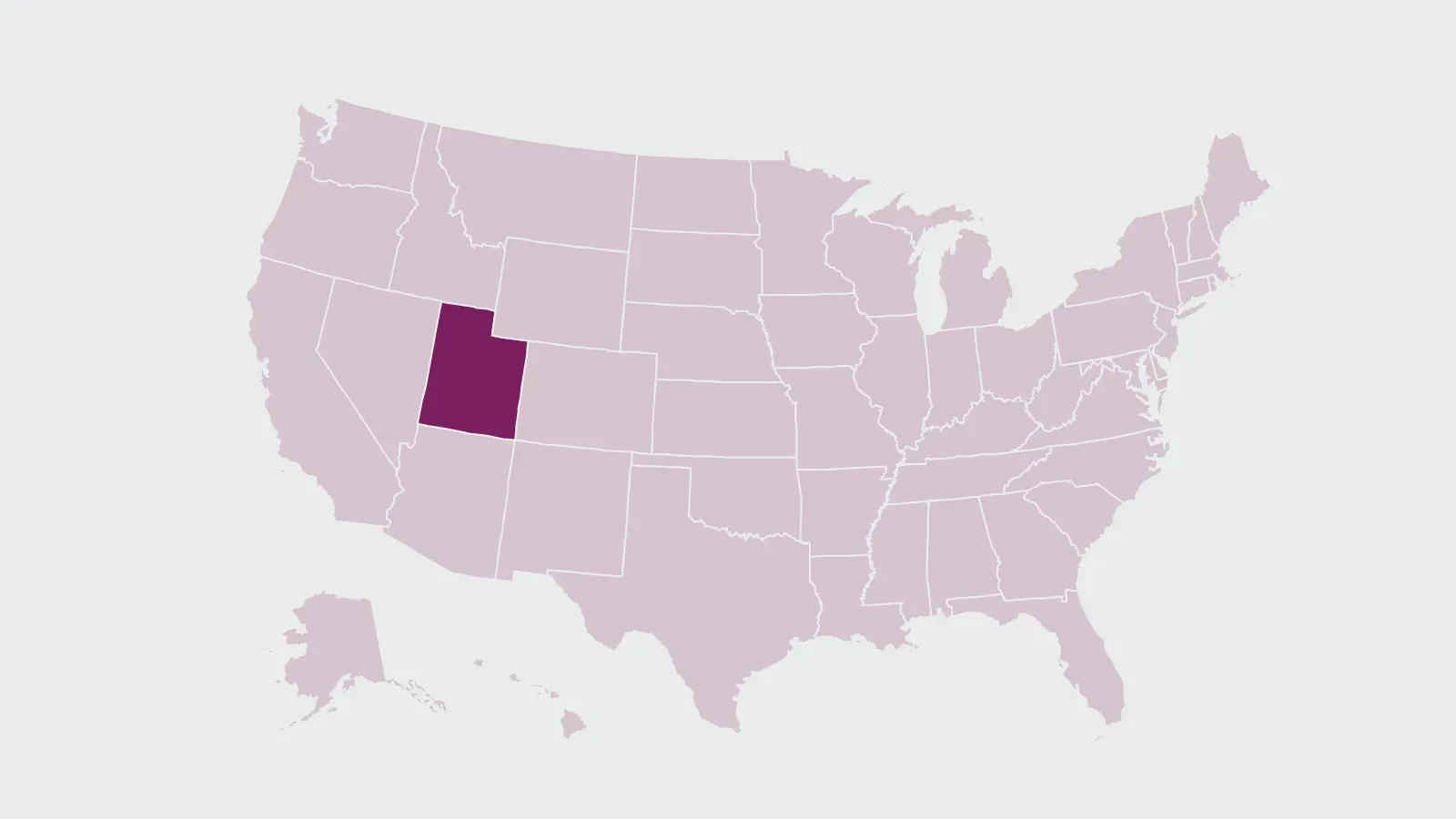 Map of the United States with Utah highlighted